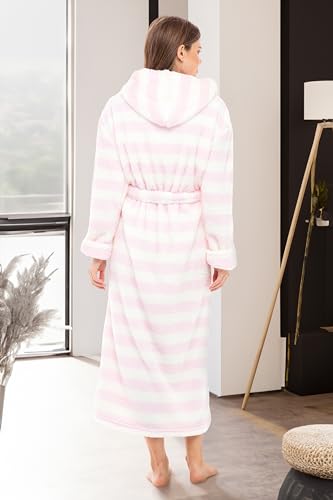 Alexander Del Rossa Womens Fluffy, Fuzzy Plush Robe - Long Hooded, Plus Size4
