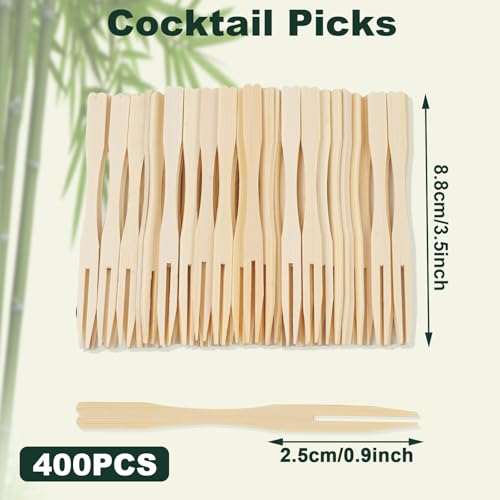 400PCS 3.5 Inch Appetizer Forks, Mini Forks, Mini Forks For Appetizers, Disposable Bamboo Forks Can Be Used For Desserts, Sandwiches, Burgers, Salads, Buffets, Drinks, Vegetables And More - Image 3