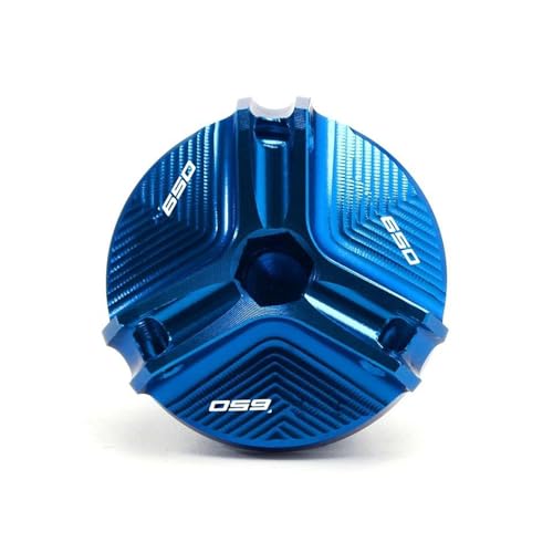 Tapa depósito frenos Suzuki SV1000 con acabado premium anodizado azul de alta resistencia.