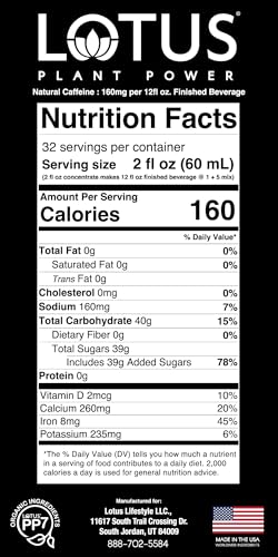 Purple Lotus Plant Energy Drink Concentrate | Pure Cane Sugar | 64 fl oz | 1:5 | Natural Caffeine from Green Coffee Bean