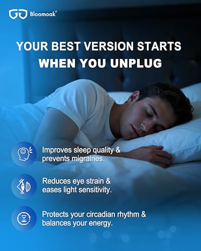Image of Bloomoak 99% Blue Light Blocking Glasses,Nighttime Sleep,Fully Wraparound Your Eyes with No Leaks for Side Glare