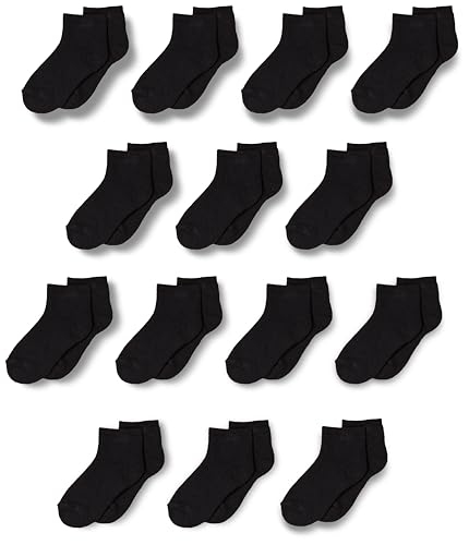 Image of Amazon Essentials Unisex Kids and Toddlers' Cotton Ankle Socks, Cushioned, 14 Pairs