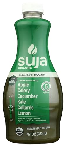 Suja Organic Mighty Dozen Cold Pressed Juice Drink, With Apple, Celery, Cucumber, Kale and Collard Greens, 46 fl oz Bottle