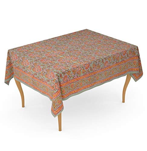 Image of GURU JEE Handmade Printed Cotton Rectangular Table Cloth for 6 Seater Dining Table 60 Inch X 90 Inch Rectangle Table Cover 152 cm X 228 cm 160 TC