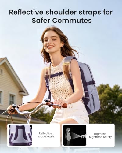 Image of LOVEVOOK Laptop Backpack for Women, Waterproof Work Travel Backpack with Large Cup Pockets for Teacher Nurse, 17.3 inch Computer Bag College Bookbag Daypack, Gifts for Women, Light Purple