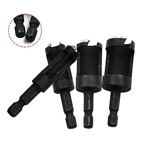 4Pcs Wood Plug Hole Cutter Bit Set Kit Dowel Plug Cutter Carpenter Wood Drill Bits Hex/Round Shank, Hex Shank - Image 2