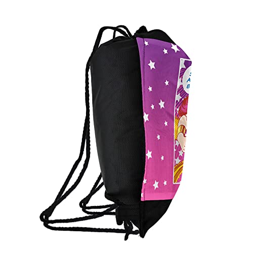 LOGOVISION Wonder Woman Step Aside Boys Drawstring Backpack Sports Bag Sackpack 17" x 13", Perfect for Gym, Yoga or Practice2