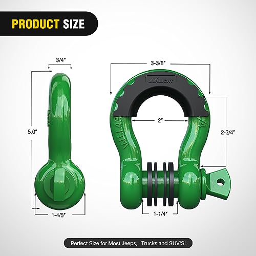 Image of Nilight 2 Pack 3 /4 inch D-Ring Shackle with 7 /8 inch Screw Pin 41,887lbs Break Strength, Heavy Duty Off Road Recovery Shackle with Isolators Washers for Use with Tow Strap, Winch, Off-Road Truck Vehicle
