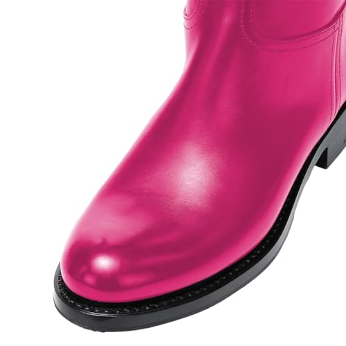 FSJ Women Regular Round Toe Flats Riding Knee High Boots Wide Calf Buckled Strappy Chunky Low Heel Western Long Boots Size 4-15 US4