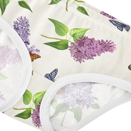 Cotton Toddler Underwear Custom Lilac Flowers Purple Lavender Beige Panties for Girl Print Briefs Girls Undies 2t4