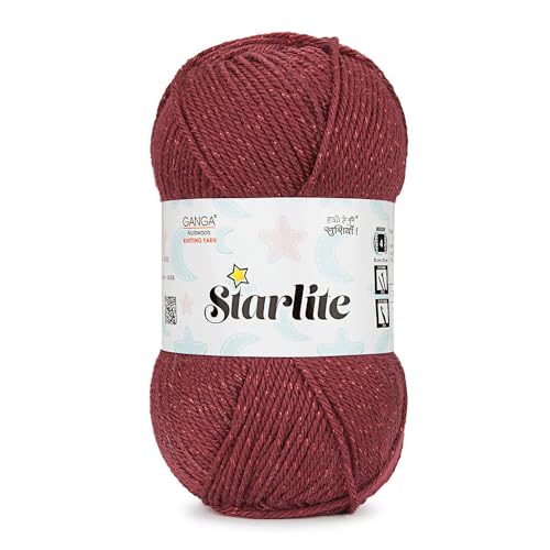 Image of Starlite, 99% Anti Pill Yarn 1% Metal, Hand Knitting Yarn OEKOTEX CLASS1 Certified (AStar@5 - Burgundy)