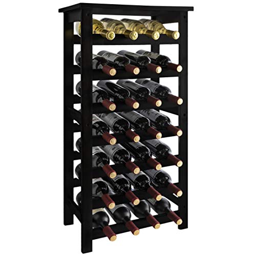 URFORESTIC 28-Bottle Wine Rack Made of Natural Bamboo Wood with Table Top 7-Tier