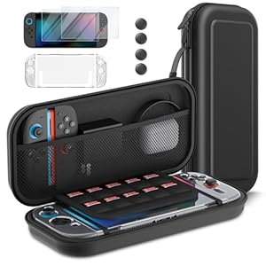 Switch 2 Accessories Bundle for Nintendo Switch 2 (2025), 10 in 1 Gift Kit with PU Leather Carrying Case, Clear Protective Cover, 2 Pack Screen Protector and Thumb Grip Caps, Travel Full Protection
