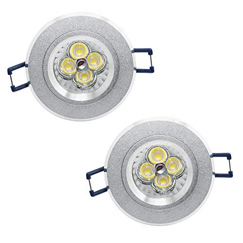 Preisvergleich Produktbild 2x 4.5W Warmweiß Led Einbauleuchten Einbaulampen Einbaustrahler Lampe Deckenleuchte - Silber Alu gebürstet / 4.5 Watt 12 Volt