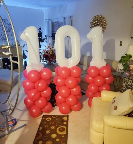 Image of 6 Balloon Numbers Birthday Decorations, 40In White Balloons for Men Women | Eye-catching Appearance, Perfect Decorative Centerpieces, Convenient Self-sealing Structure, Widely for Various Occasions