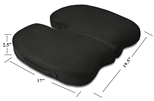 Travelmate Extra-Large Gel-Memory Foam Seat Cushion – Perfect For Office Chair And Wheelchair – Does Not Slip Even On Marble Floors – Washable & Breathable Cover – Relieves Back Pain – 19.5”X17”X2.5” #TOP3