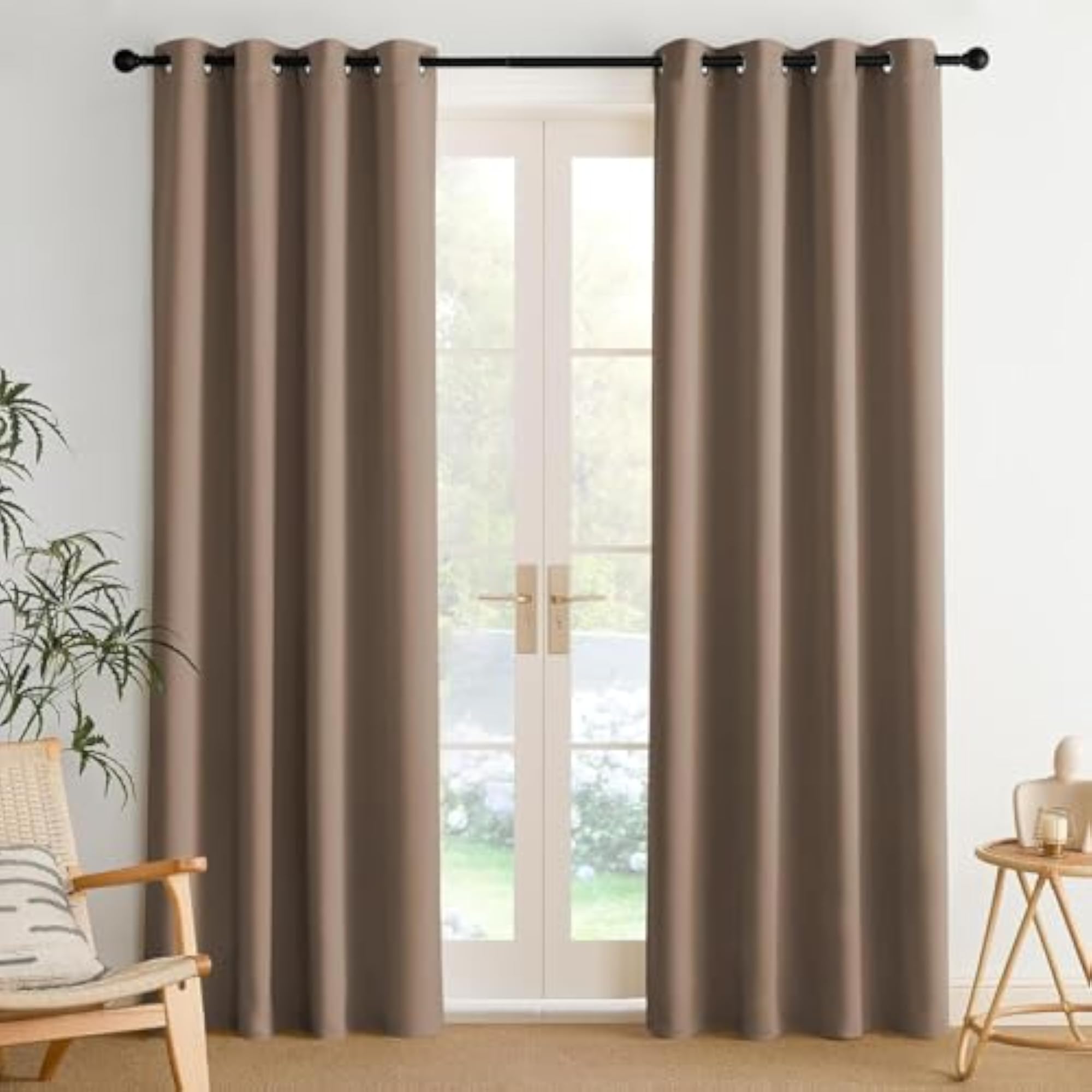 Blackout Solid Curtains for Long Door, Premium Polyester Fabric, 85% Blackout