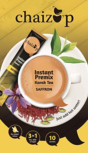 Image of Chaizup Premium 1 Min Instant Saffron Tea Premix - 30 Sachets | Saffron Flavours | 30 Servings | 420g (Pack of 3)
