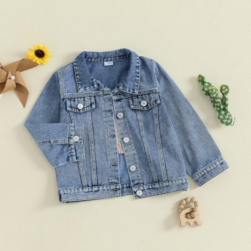 Karwuiio Toddler Baby Girls Denim Jacket Letter Embroidered Button Down Jean Jackets Coat Cowgirl Western Clothes2
