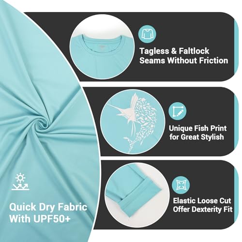 Palmyth Fishing Shirts for Men Sun Protection Long Sleeve T Shirt UPF 50+ Quick Dry Tee3