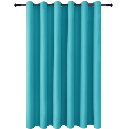Image of DWCN Total Privacy Room Divider Blackout Curtain - Thermal Curtains for Patio Door, Living Room, Bedroom Partition and Shared Office Space, 1 Grommet Curtain Panel, 8.3ft Wide x 7ft Tall, Turquoise
