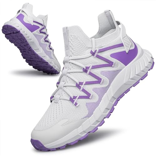 Tianyuqi Women'S Walking Shoes Hands Free Slip On Sneaker Strap Running Tennis Shoes For Flat Feet Plantar Fasciitis Workout Shoes Grey Purple Size 7 thumb #5