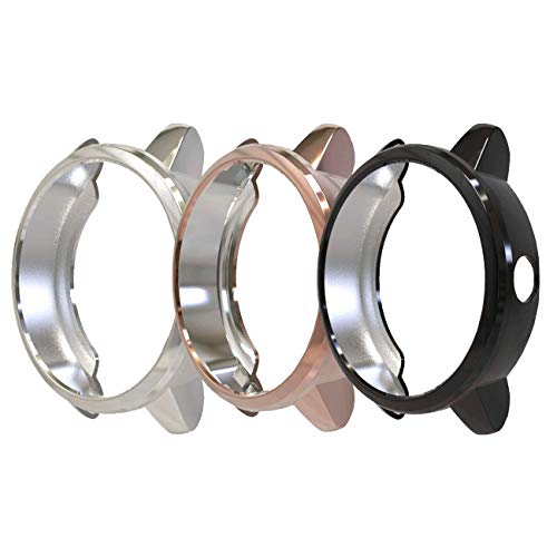 Compatible with Garmin(ガーミン) vivoactive3に適応保護ケース TPU製メッキ加工保護カバー耐衝撃ケース 防塵 多色あり 活動量計 vivoactive3に専用保護カバー (黒+銀+ローズゴールド)