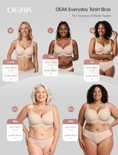 OEAK Women Value Series Jelly Bras Wireless Pushup Convertible Bra Skin,S - image 2