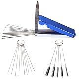 QAZAKY 13 Cleaning Wires Set + 10 Cleaner Needles + 5 Nylon Tube Brushes Tool Kit for Carbon Dirt Jet Nozzles Gas Orifice Engine Carburetor Chainsaw Sprinkler Shower Head ATV Motorcycle Moped Bike