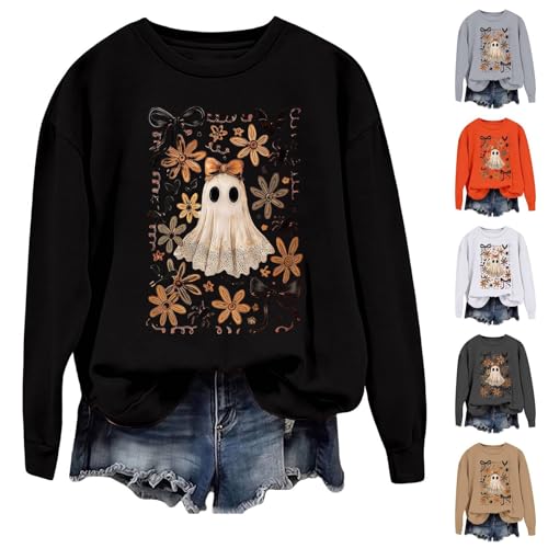 Halloween Sweatshirts for Women Spooky Season Casual Fall Tops 2026 Black - image 1