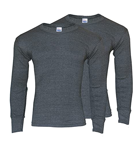 Heat Stoke® Men's Thermal Long Johns Trousers and Long Sleeves, warm Base Layer, Black, Charcoal, White, S, M, L, XL, XXL (S, 2 Pack Long Sleeves Charcoal)