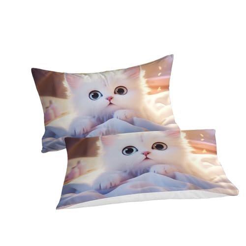 Housse de couette chat mignon pour chambre ado lit double avec fermeture éclair
