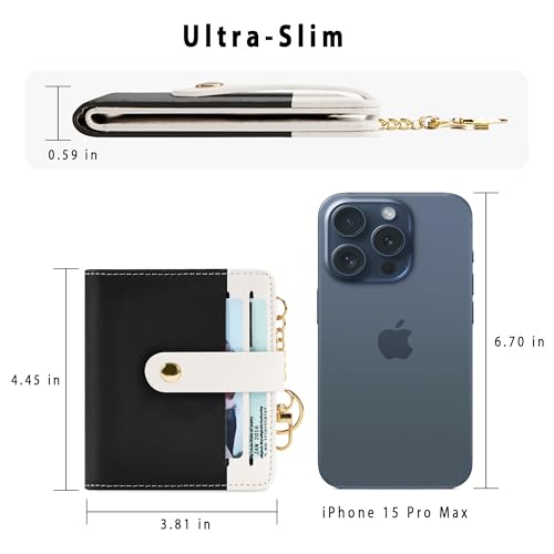 Image of Airkit Small Wallet Women RFID, PU Leather Card Holder with Keychain | Slim Compact Zipper Coin Purse for Ladies, Travel Holiday Gifts for Mom, Cute Mini Bifold Wallets
