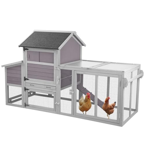 GUTINNEEN Chicken Coop Mobile Chicken House on Wheeks Large Poultry Cage with Nesting Box,Duck Coop with Run,UV Panel
