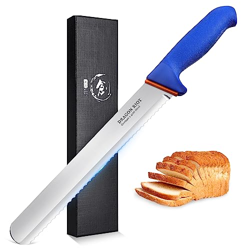 DRAGON RIOT Premium Serrated Bread Knife for Homemade Bread with Elegant Gift Box, 10 Inch German Stainless Steel Bread Cutting Knife with Wavy Edge