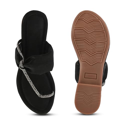 Image of Centrino Women's Slide Sandals | Stylish Slip-On for Ladies | T-Strap Cushioned Footbed for Comfort | Elegant & Trendy Braided Strap Flip Flops | Lightweight Casual Summer Slides (9311)