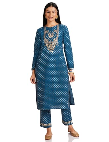 Amazon Brand - Myx Women Salwar Suit Set_MYX-AW23-SKD-03_Cobalt Blue_M