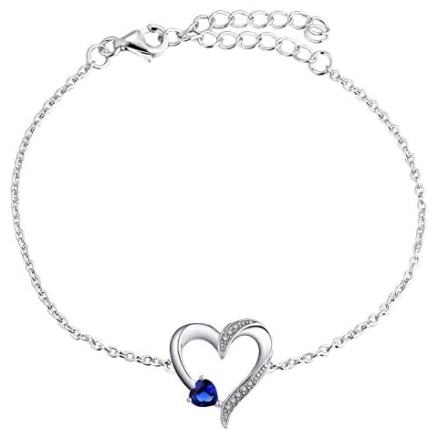 YL Pulsera Corazón Plata de Ley 925 con Espinela Azul Septiembre Cover