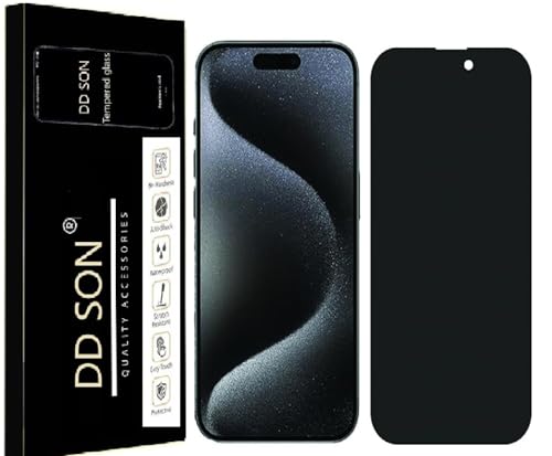 Image of DD SON Military Grade 360 Degree Privacy Tempered Glass for iPhone 15 Pro Max (6.7 Inch) Anti-Spy Screen Protector with Accessories Kit, Shatterproof & Scratch Resistant Screen Guard