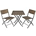 Produktbild TecTake 800700 Polyrattan Bistroset Sitzgruppe 3-TLG. für Garten, Balkon, Terrasse, platzsparend klappbar, mit UV-Schutz  Diverse Farben - (Natur | Nr. 403715)