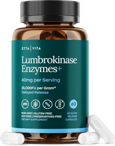 Potent Lumbrokinase Supplement 40mg/Serving (Max Activity - 800 000 Units) - Lumbrokinase Enzymes Capsules for Energy Support Digestion Detox Cognition & Gut Health - Similar to Nattokinase