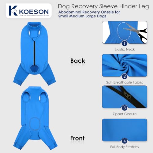 Image of KOESON Dog Recovery Suit Hind Leg, Recovery Sleeve for Female Male Dogs, Pet Leg Sleeve to Stop Licking, Pet Rear Leg Wound Cover, Dog Spay Onesie for Wound Heal Care