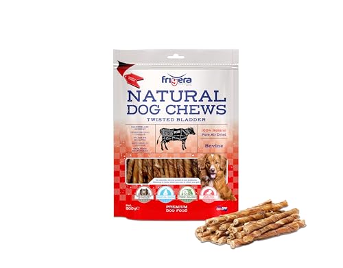 Frigera Kälberblase gedreht 500g - Rind, Natürliche, Proteinreiche Leckerlis voor Hunde, Gluten- und Getreidefrei, Hochwertige Hundesnacks ohne Zusatzstoffe