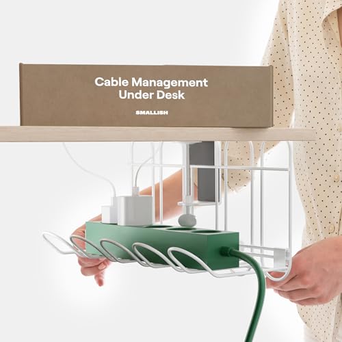 CarryUp Under Desk Cable Tray, No Drill Wire Management Clamp,