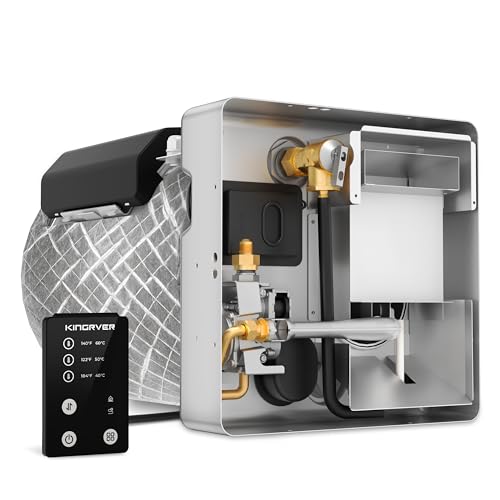 KINGRVER 6 Gallon RV Hybrid Water Heater, Electric & Gas Heating Options — Use Separately or Together for Faster Hot Water, Porcelain-Lined Steel Tank with Direct Spark Ignition (DSI)