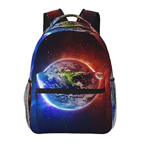 Sac d'école Space Planet Earth grande capacité noir avec port USB