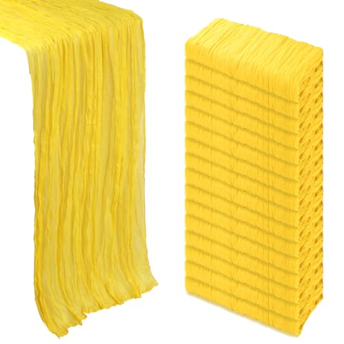 La Mejor Lista de Centro de Lavado A Gas - los más vendidos. 50 Pack de 16 caminos de mesa de gasa amarillo limón de 10 pies, 120 pulgadas, de estopilla, de gasa, rústico, bohemio, transparente, para decoración, centro de mesa para boda,...
