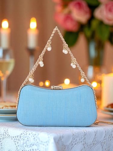Image of TOOBA Handicraft Clutch Purse For Women with Sleek Design Embroidered Leaf Clutch| Trendy Stylish Bridal, Party, Wedding Sling Bag