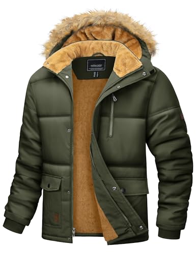 MAGCOMSEN Winter Coats for Men Fleece Lined Warm Water Repellent Windproof Heavy Parka Winter Coat with Hood