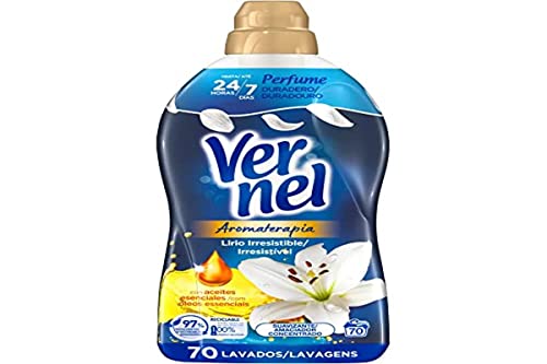 Vernel Suavizante Concentrado para la Ropa Aromaterapia Aceite de Jazmín y Lirio (70 Lavados), suavizante de ropa para una experiencia aromática hasta 200 días, suavizante líquido, versión antigua